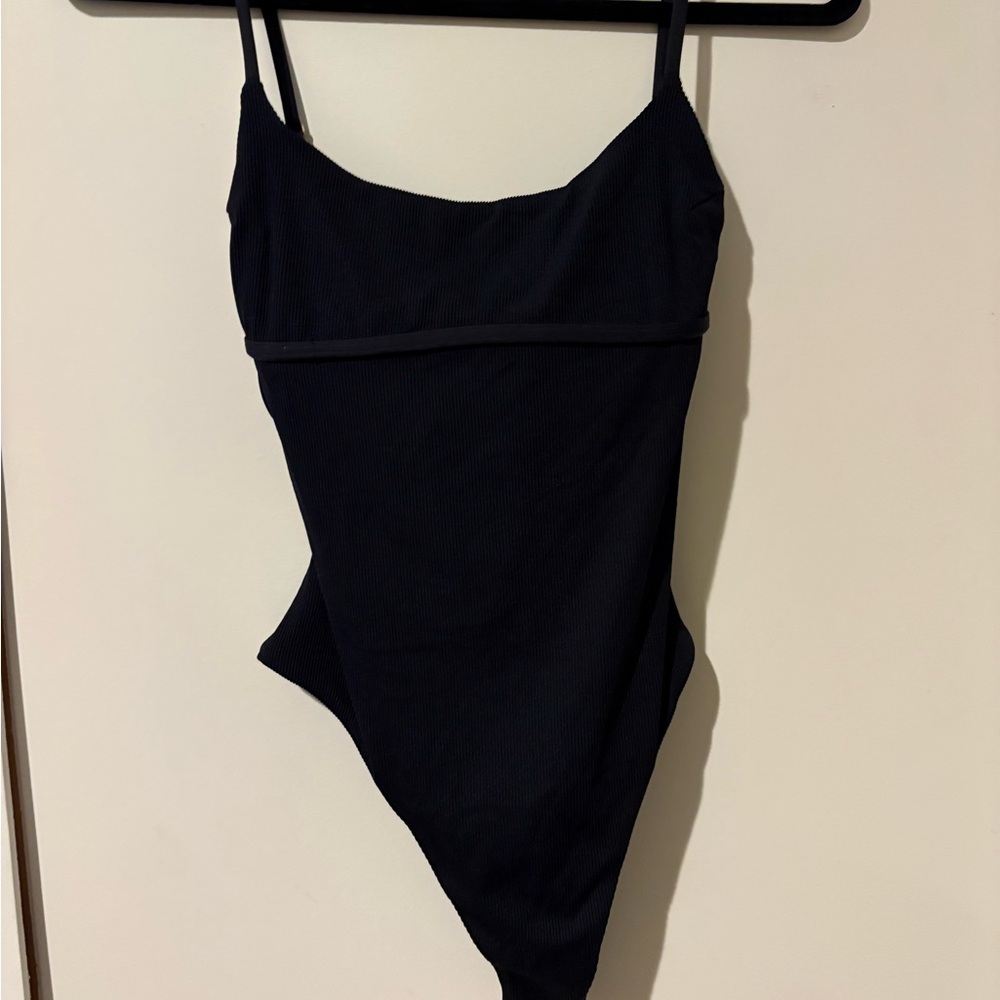 L space ribbed one piece swim suit NWT